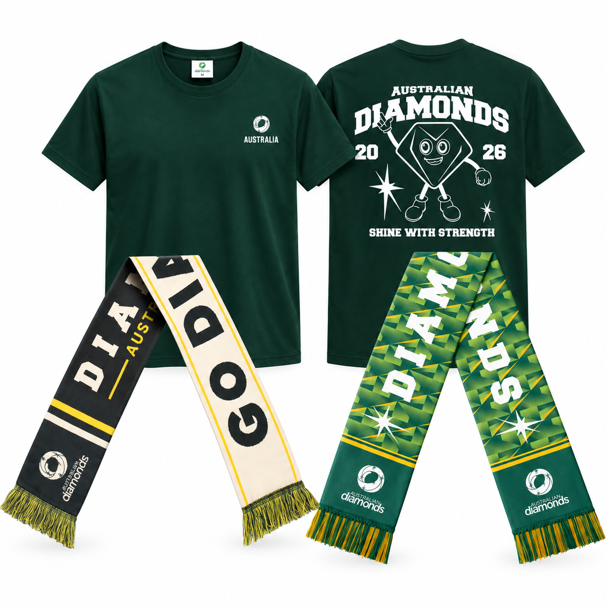 Deep Moss Tee + Diamonds Scarf Bundle
