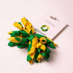 Diamonds Green and Gold Hair Pom-Pom Hair Bow