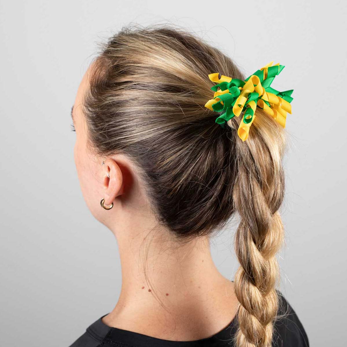 Diamonds Green and Gold Hair Pom-Pom Hair Bow