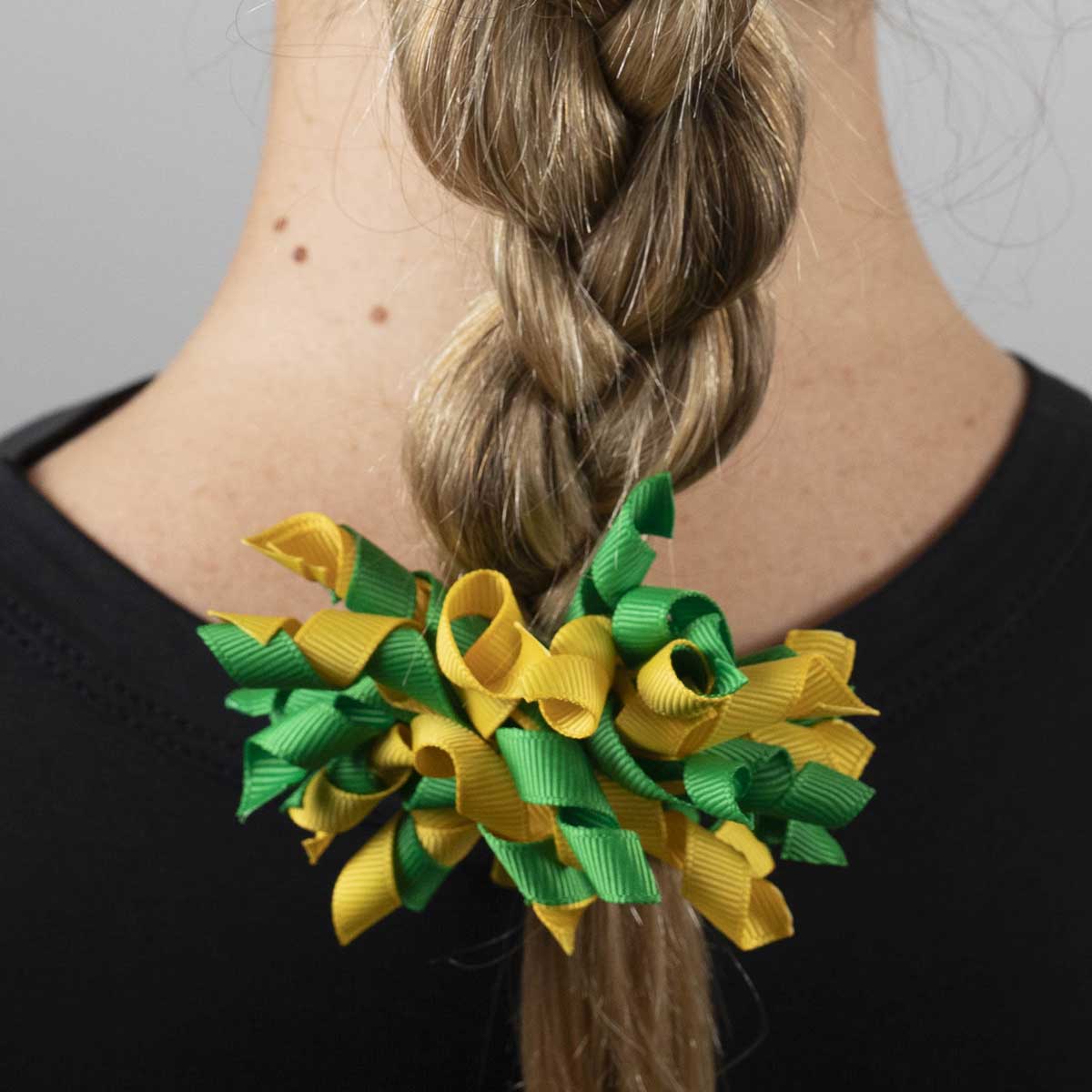 Diamonds Green and Gold Hair Pom-Pom Hair Bow