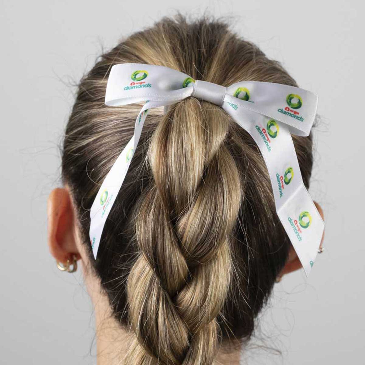 White Hair Bow with Diamonds Logo