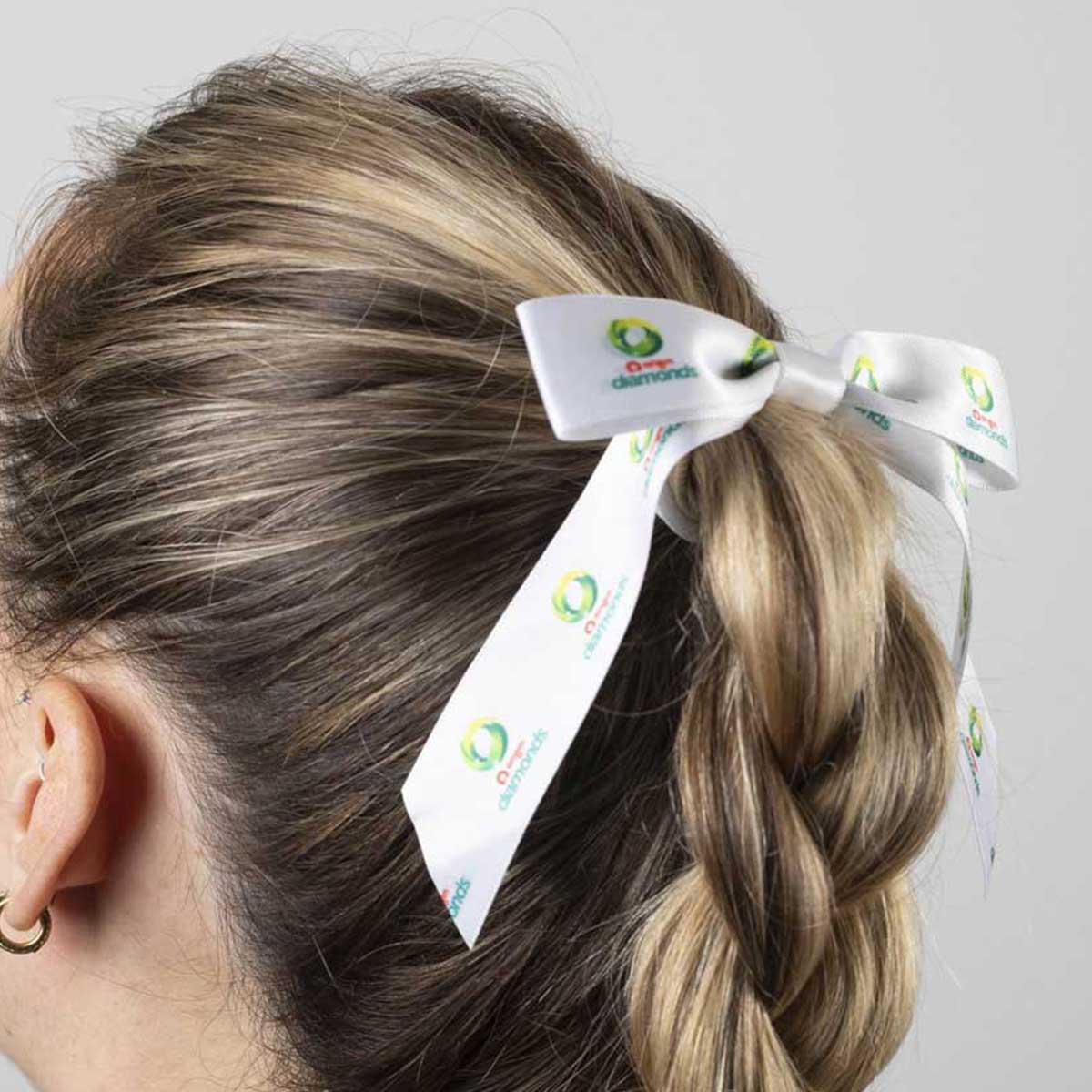 White Hair Bow with Diamonds Logo