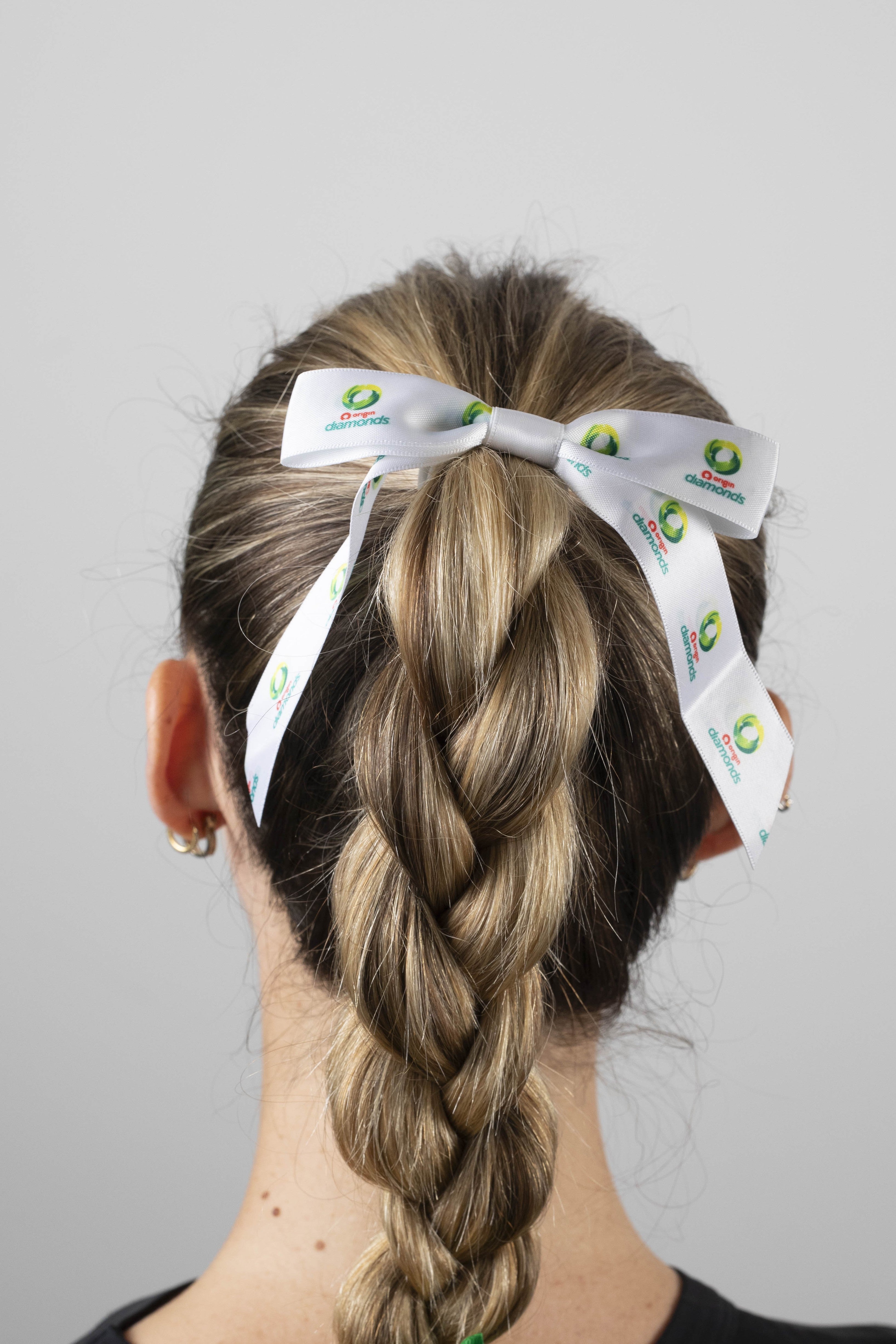 White Hair Bow with Diamonds Logo