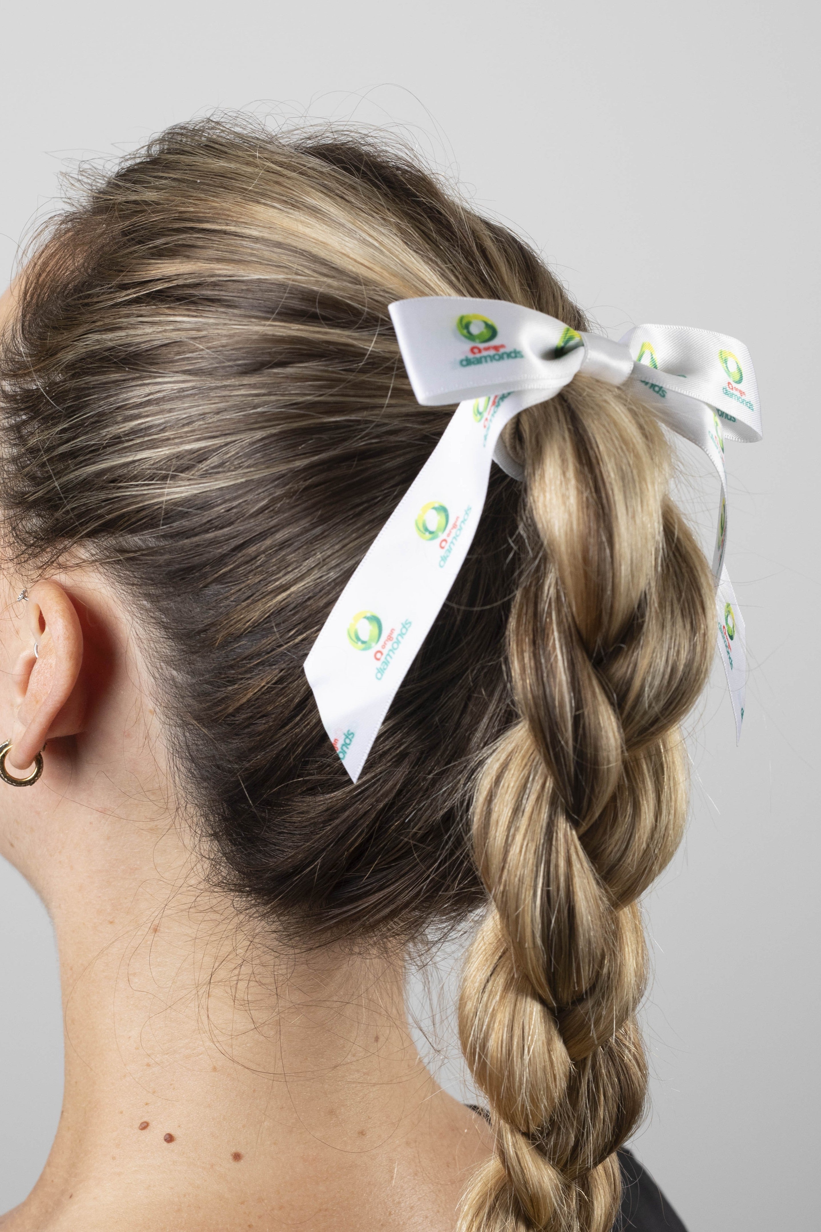 White Hair Bow with Diamonds Logo